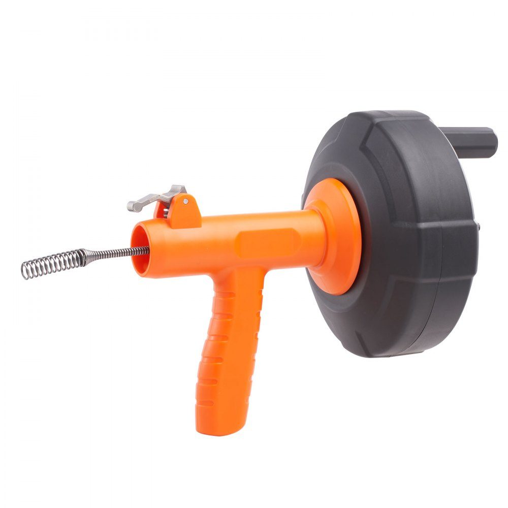 Pipe Cleaning Cable 1/4" x 30" Spring Steel Cable Drain Cleaner with Drum Manual and Electric Manual Feed Pipe Cleaning Shaft Pipe Cleaning Device for Toilet Sewer Floor Drain