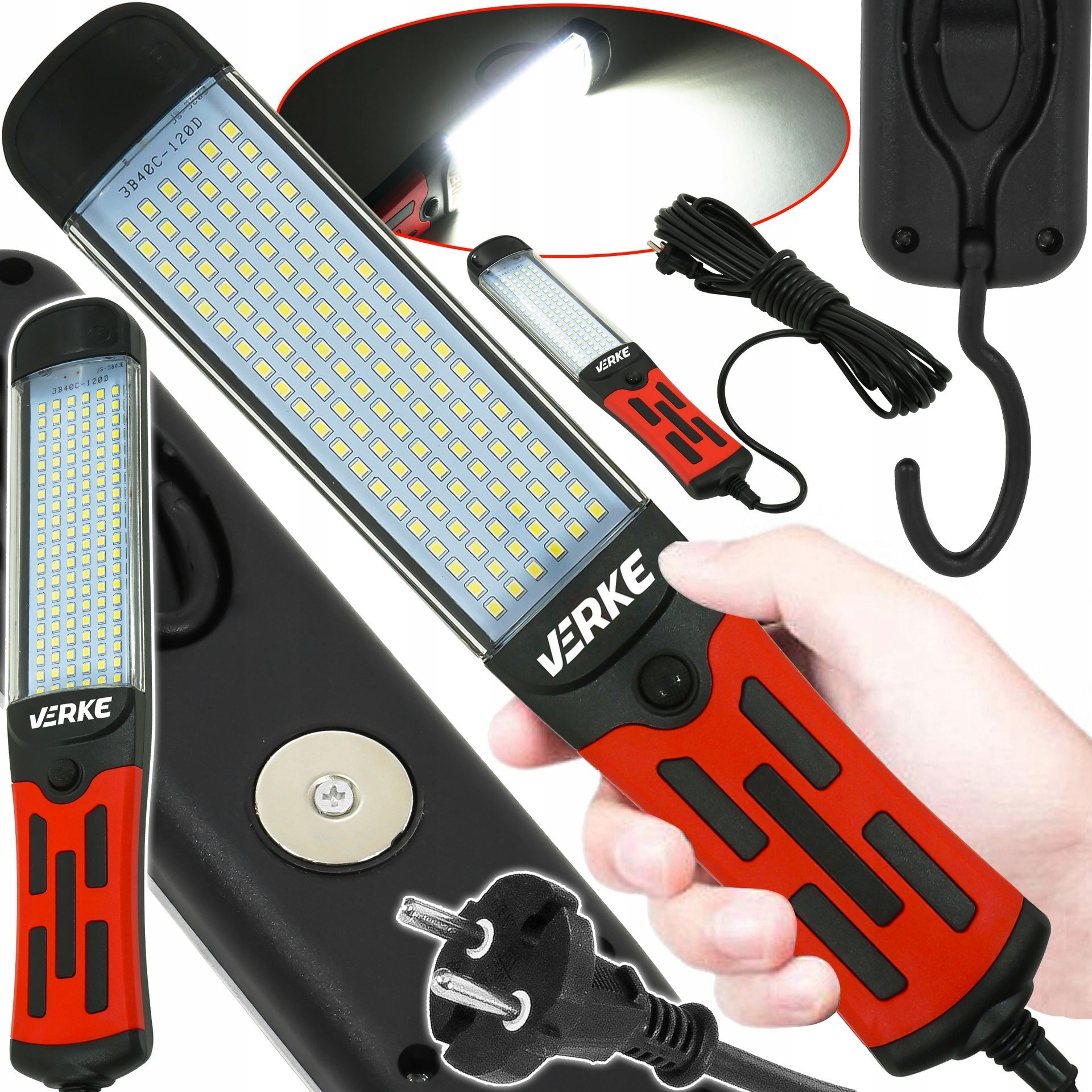 LAMPA WARSZTATOWA 120 LED z UCHWYTEM warsztat samochodowy LAMPA WARSZTATOWA 120 LED z UCHWYTEM warsztat samochodowy