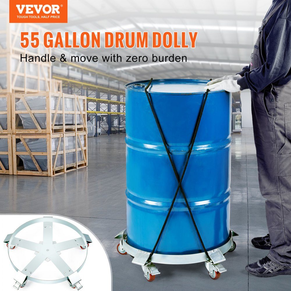Barrel roller 250L transport roller carbon steel roller board inner diameter Ø607mm barrel trolley with 5 universal wheels (2 with brakes) transport trolley for transporting barrels up to 567kg