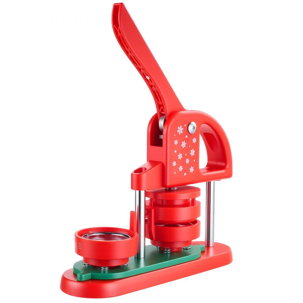 Buttonmaschine Button Maker Maschine Button Punch Press 58 mm rund, Pin Maker mit 100 Buttonteilen & Kreisschneider & verstärktem ergonomischem Griff, DIY Button Press Maschine Button Maker rot