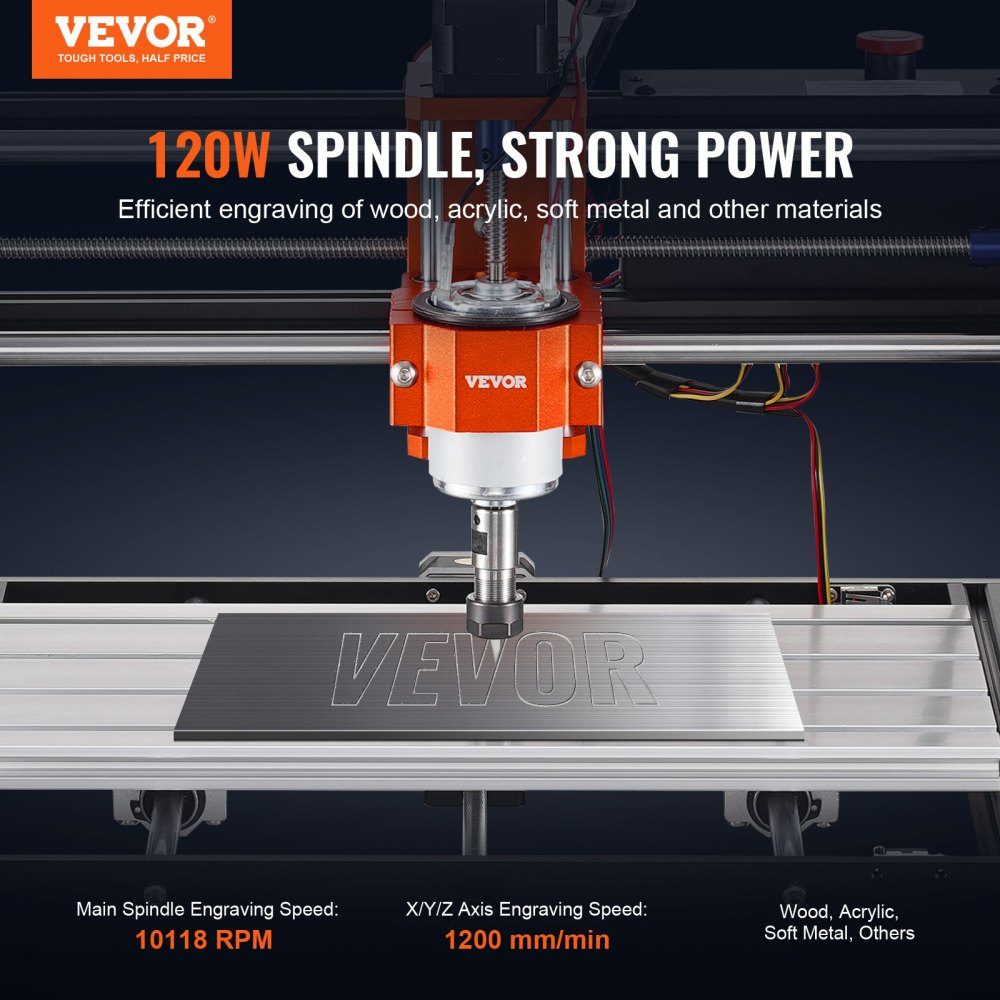 CNC Milling Machine 120W Engraving Machine 3 Axis GRBL Control Wood Engraving Carving Milling Machine Kit 300x200x72mm Work Area 1200RPM for Wood Acrylic MDF PVC Plastic Foam