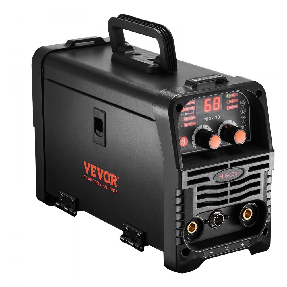 MIG Welder, 130A Synergic MIG Welding Machine, 3 in 1 Flux Core MIG/MMA/Lift TIG Multi-Process Welder, Welder with IGBT Inverter Technology and Digital Display Screen