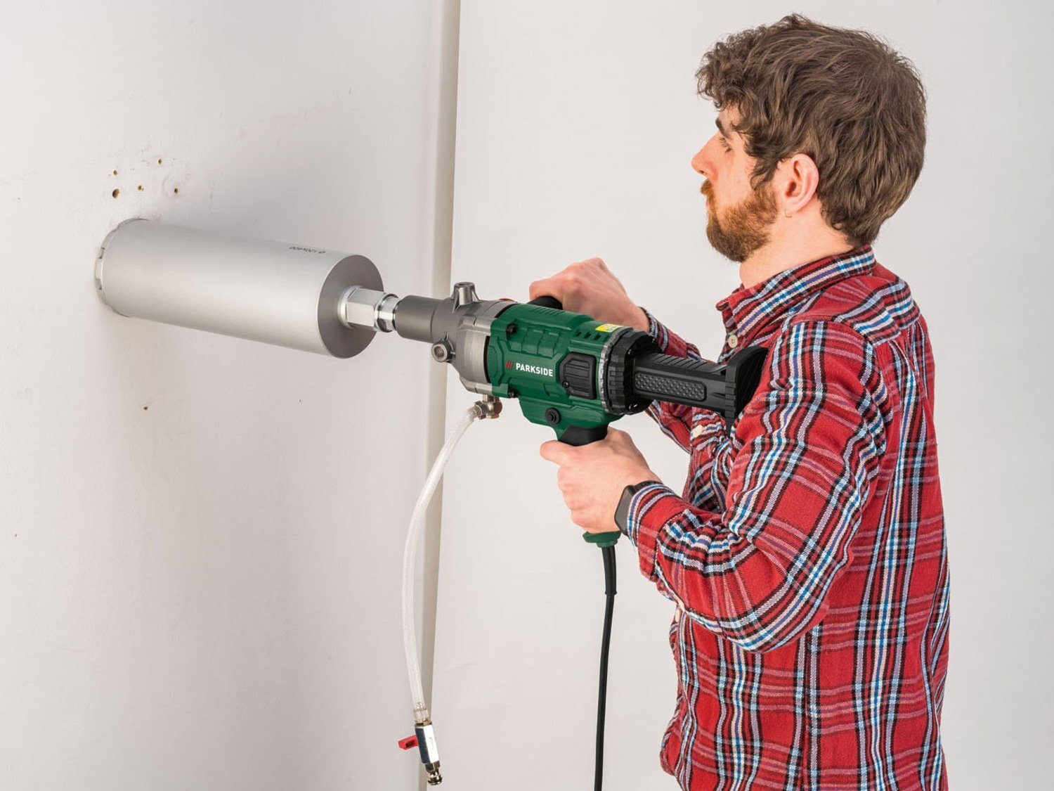 XXL starter set core drill 1800 W, 120 mm drilling diameter mit 12-teiligem drill set