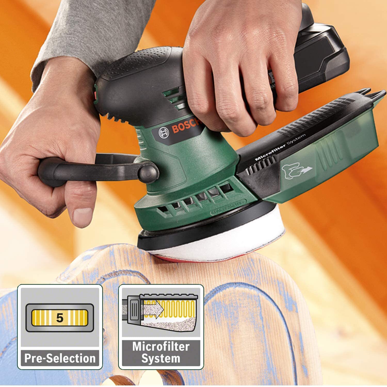 Bosch Akku-Exzenterschleifer AdvancedOrbit 18 (ohne Akku, Schleifplatte Ø 125 mm, 18-Volt-System, im Karton) ohne Akku & Ladegerät
