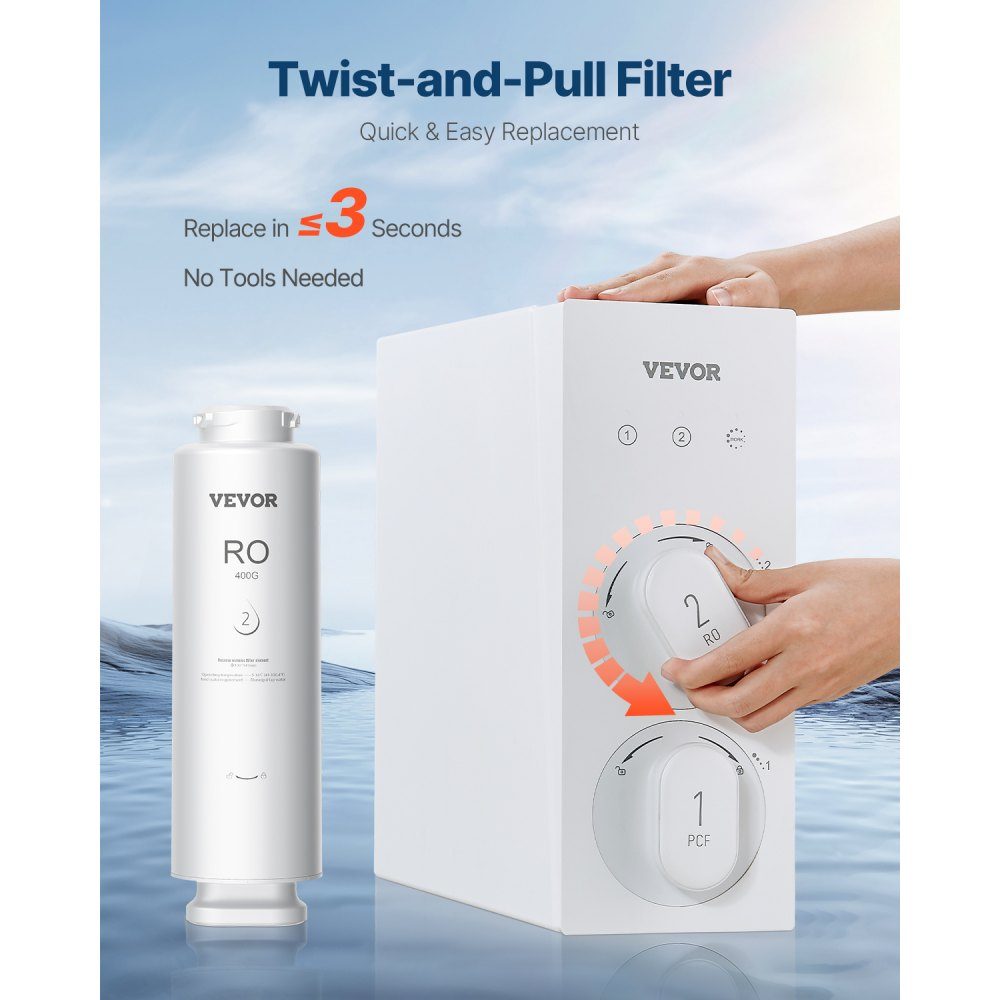 Austausch des Umkehrosmosesystems, 400 GPD, 9-stufiger Umkehrosmose-Wasserfilter-Austausch, RO-Filterkartusche für 24 Monate, reduziert Blei, Chlor, Rost, kompatibel mit SS-002 Untertisch-Wasserfilter