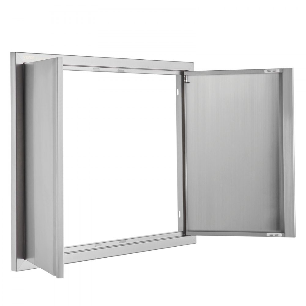 Grill Access Door 787x609mm Double Outdoor Kitchen Door Flush Mount Stainless Steel Door Vertical Wall Door with Retractable Handles for Grill Island Grill Station Outdoor Cabinet