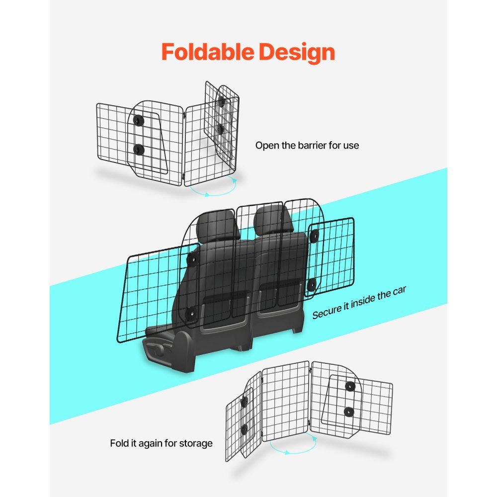 Dog Car Barrier Adjustable Divider Dog Gate (928x423mm) Car Back Seat Guard Wire Mesh Pet Barrier Universal Fit Car Barrier for SUVs Trucks