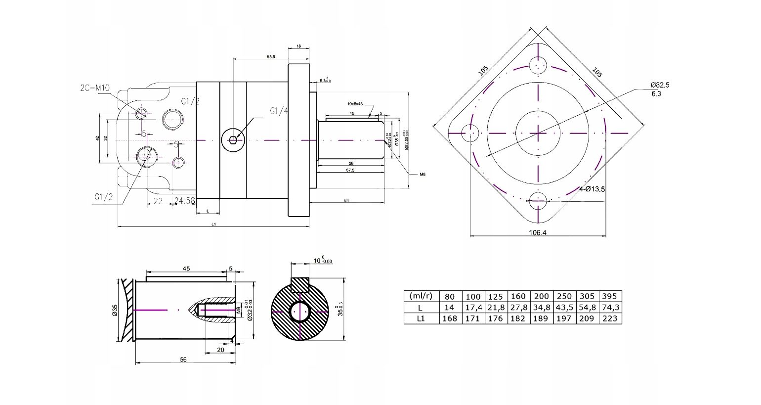 Kompletny zestaw do silnika olejowego hydraulicznego OMS 125cm3