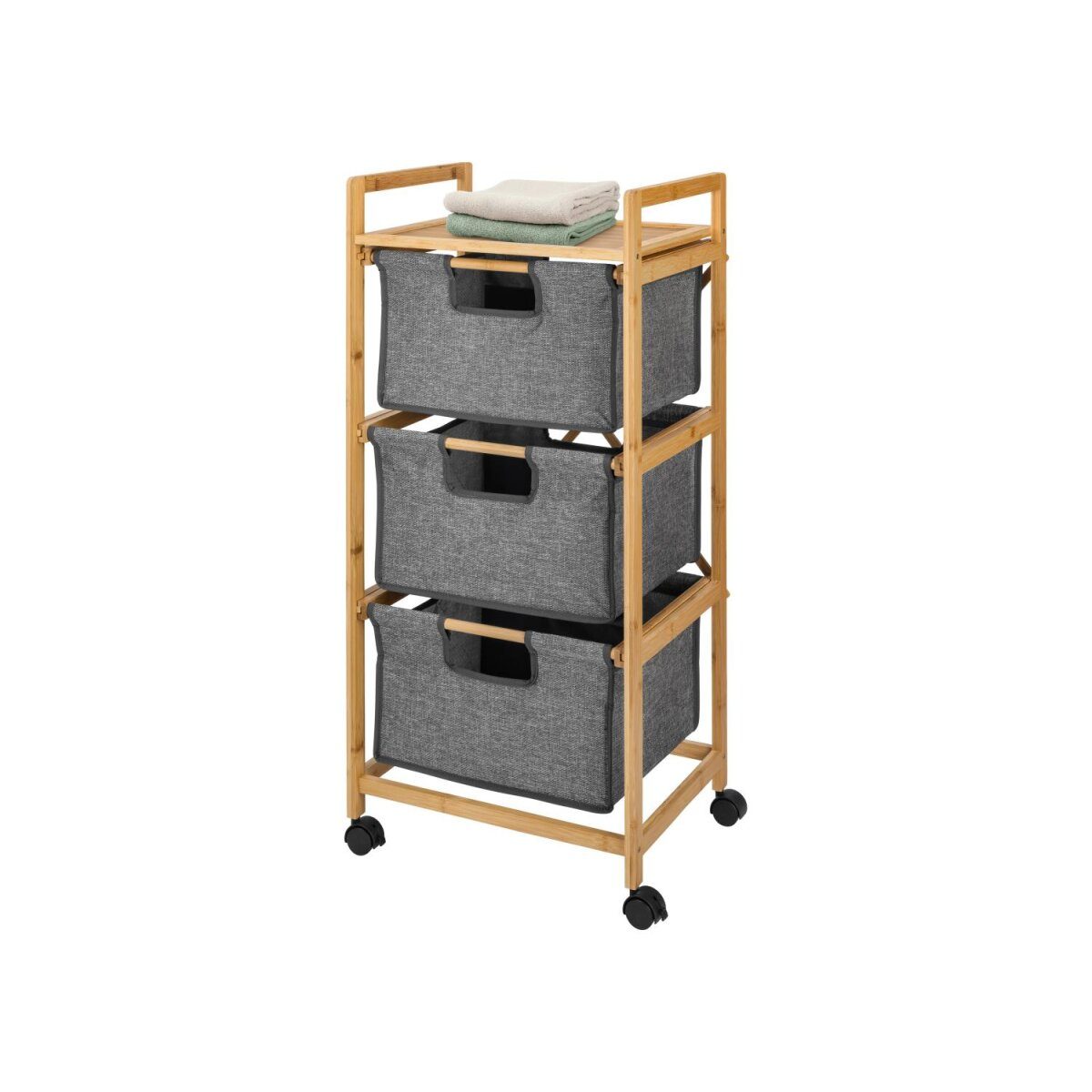 LIVARNO® bamboo shelf, rolling shelf with 3 compartments