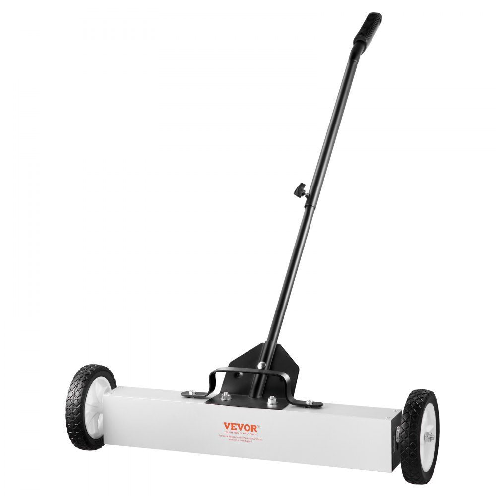 24 Inch Wheeled Magnetic Sweeper, 50 Pound Capacity, with Extendable Magnetic Pickup Tool, Adjustable Handle, Magnetic Pickup Sweeper for Picking Up Nails and Screws, for Workshop, Garage, Yard