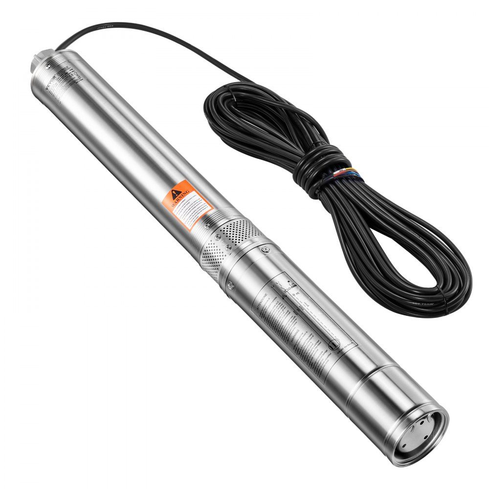 Deep Well Pump, 1100W Input Power, 65L/min Flow, 85m Head, with 20m Cable, External Control Box, Submersible Pump, for Industrial Irrigation and Home Use, IP68