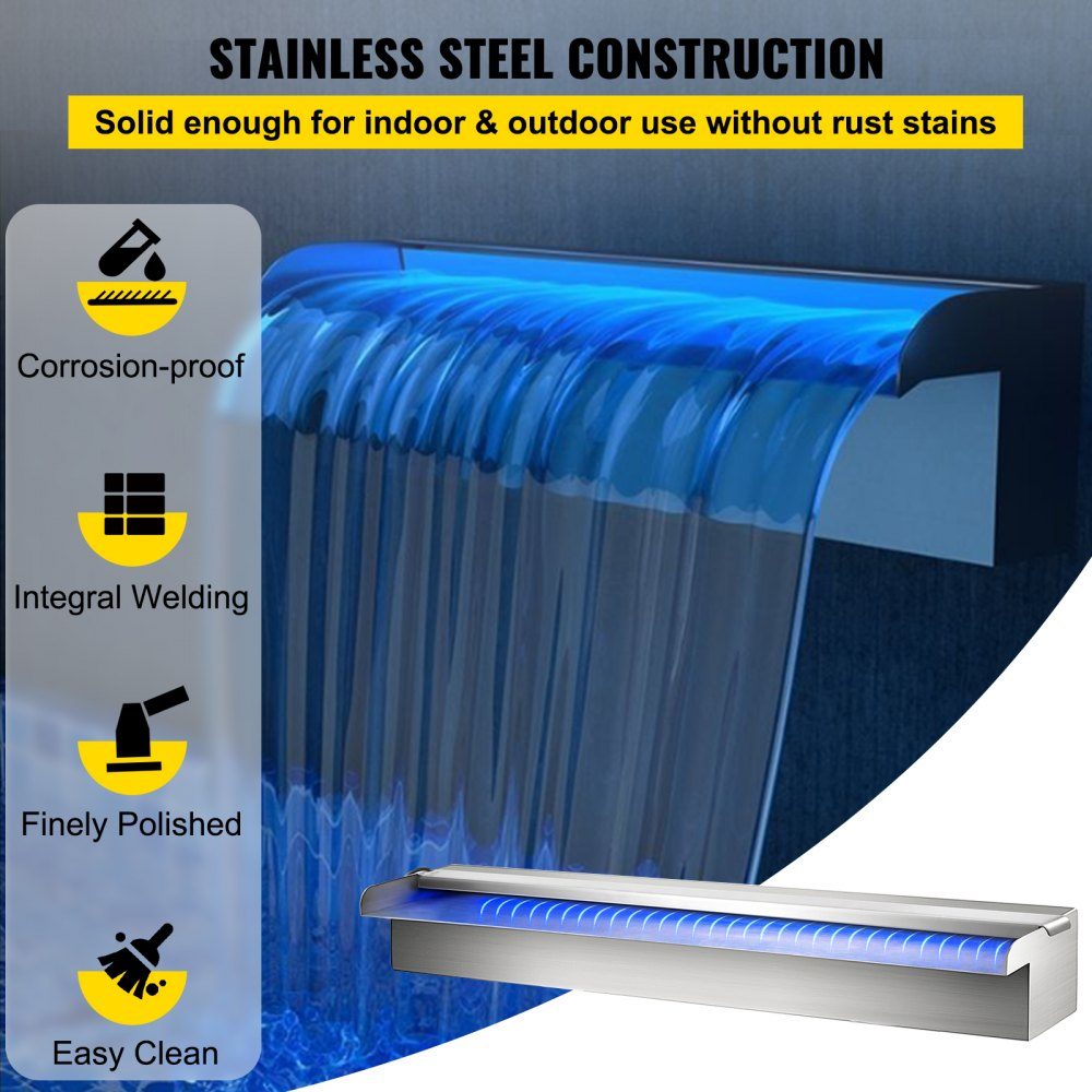Waterfall Shower Pool Fountain LED 59.9 x 11.4 x 7.9 cm Pool Fountain 3.3 cm Water Fountain 2.2 cm Decoration Garden Pond