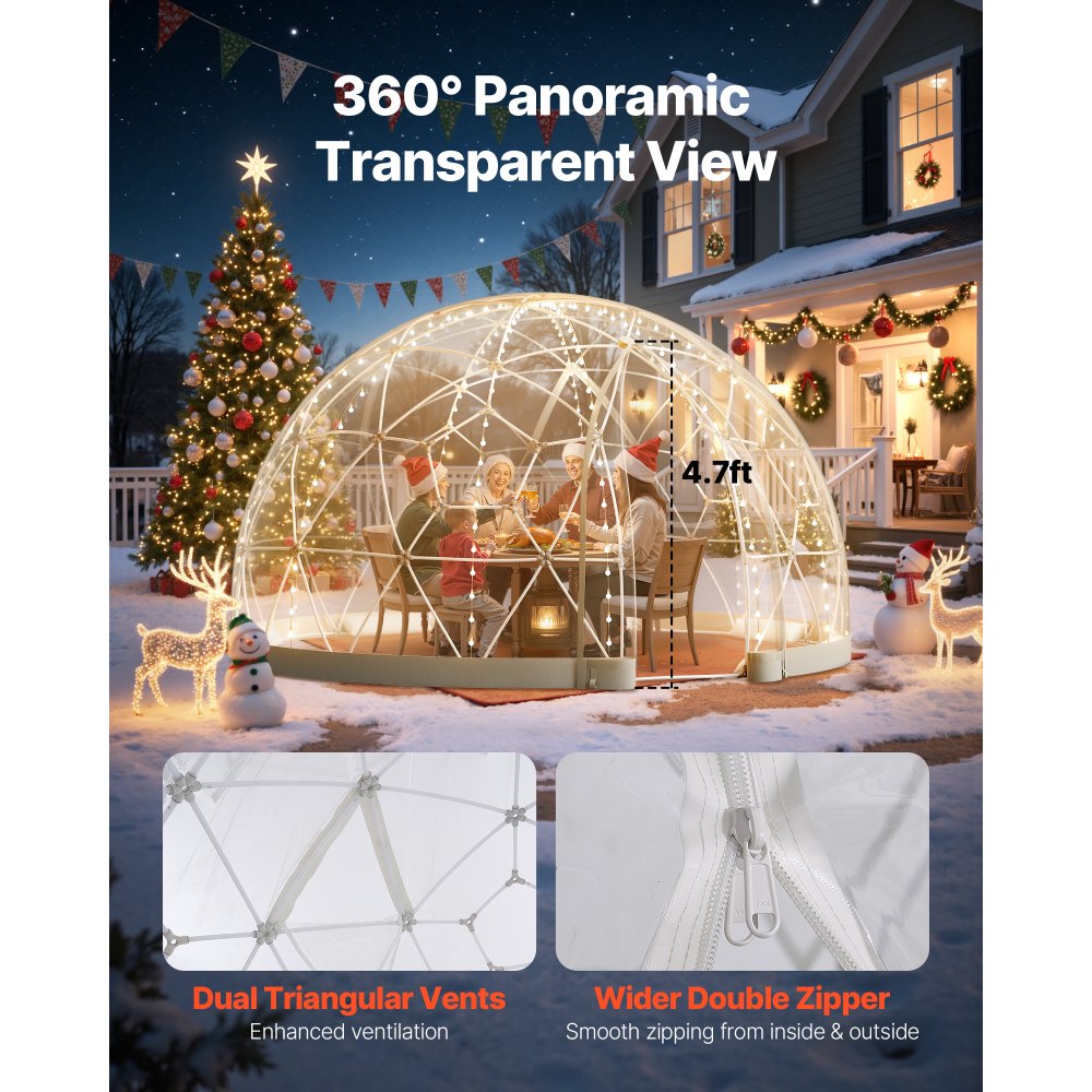 Tente à bulles transparente dôme de jardin 9x5 pieds pour 2 à 4 personnes, serre à dôme géodésique avec fenêtre, tente en PVC pour jardin, patio, camping, fête, mariage Tente à bulles transparente dôme de jardin 9x5 pieds pour 2 à 4 personnes, serre à dôme géodésique avec fenêtre, tente en PVC pour jardin, patio, camping, fête, mariage