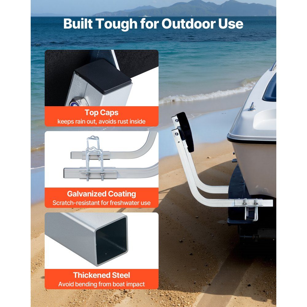 Boat trailer guide 425 mm / 475 mm (installation height), 0-18 cm adjustable, made of reinforced steel with thick support plates, for pontoon trailers with supports (L-beam/box/C-profile)
