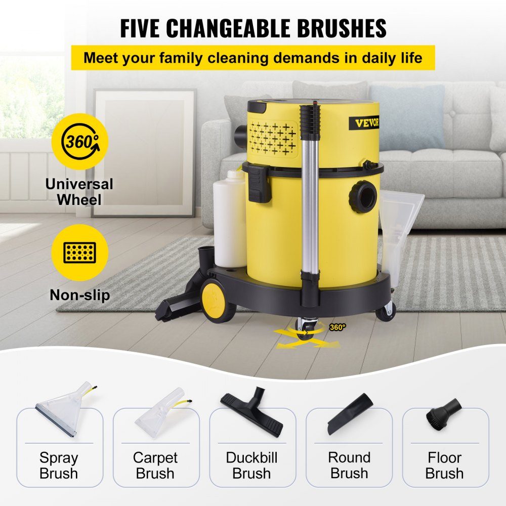 4-in-1 1200W stofzuiger Nat/droog stofzuiger Tapijtreiniger Natstofzuiger 20L capaciteit Bekledingsreiniger HEPA- en sponsfilter Industriële stofzuiger