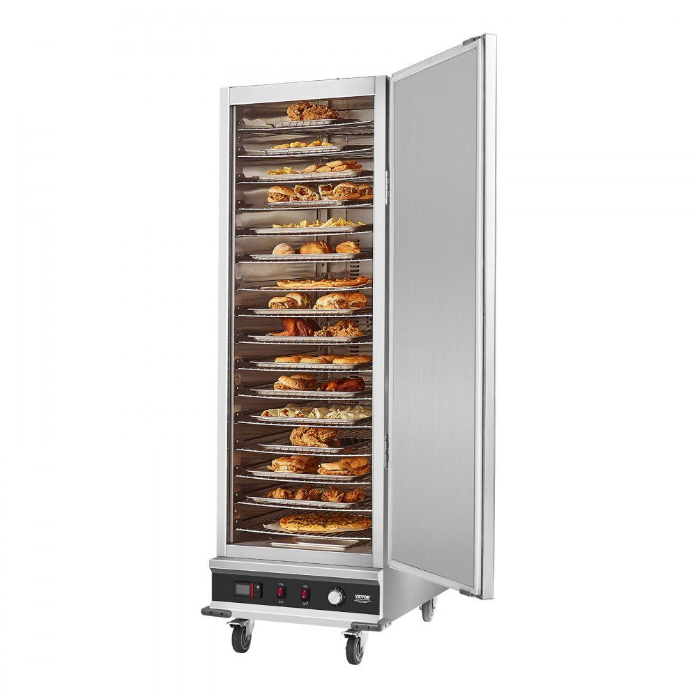 Hot-Box-Speisenwärmer, Snackwärmer mit 16 Ebenen, Wasserschüssel, Einzeltür und verstellbaren Regalen, Speisenwärmer aus Edelstahl, ideal zum Aufbewahren von Pizza, Hähnchen