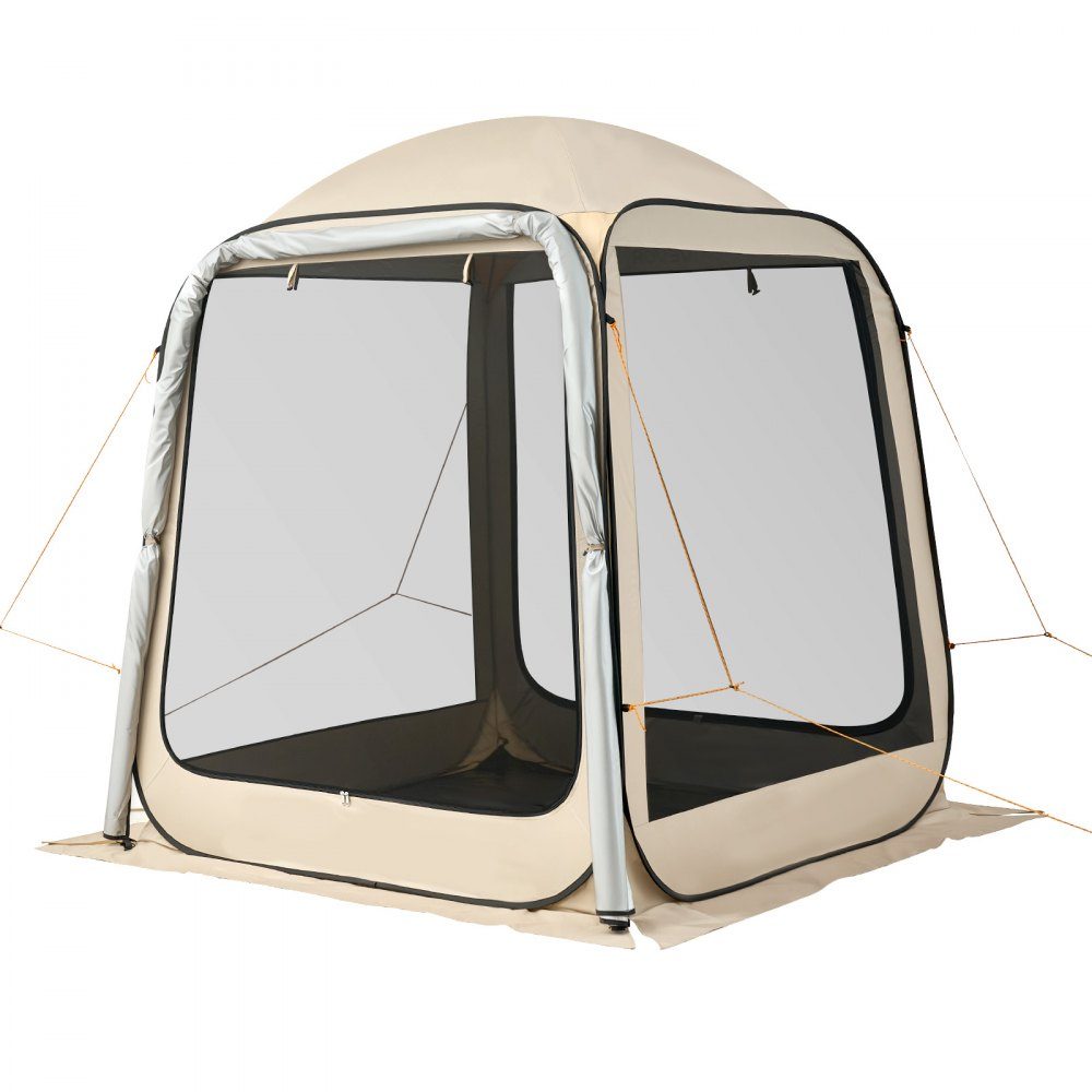 Namiot kempingowy 72" x 72" Pop-Up SUV Namiot z tylną klapą Przenośny namiot imprezowy dla 4-6 osób z torbą do noszenia Siatkowe ściany boczne na kemping Ogród Zajęcia na świeżym powietrzu Beżowy