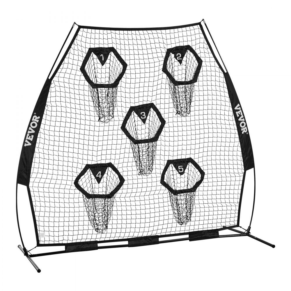 Football Coach Throwing Net, Practice Net (2265 x 1060 x 2100mm) with 5 Target Pockets and Portable Storage Bag and Straps, Throwing Target Training for Quarterback Passing Accuracy, Black