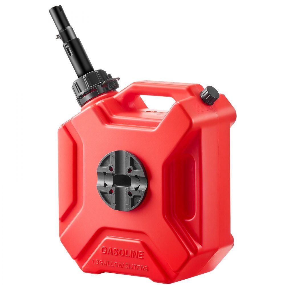 Fuel Can 5L Petrol Can with Spout and Lockable Holder Maximum Flow Rate 15L/min Liquid Container for Most Cars Motorcycles ATVs and UTVs Red