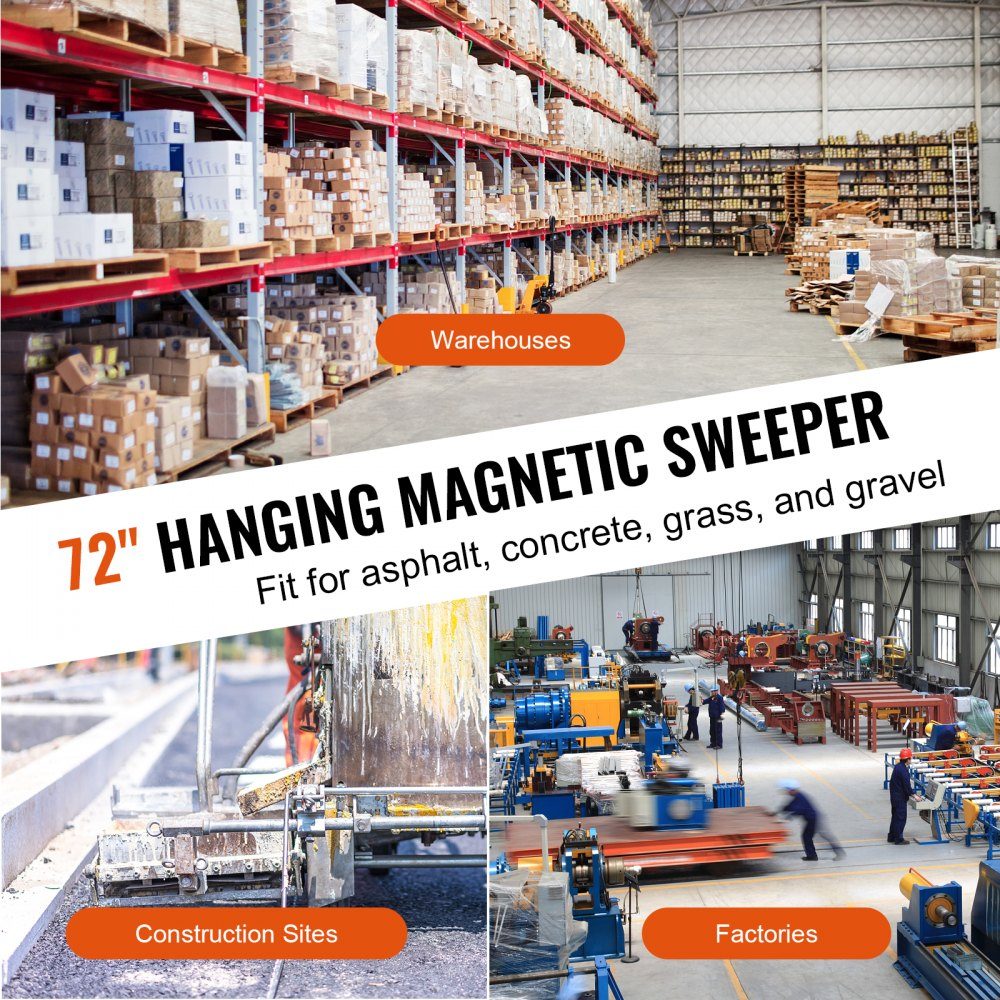 Magnetbesen Magnetkehrmaschine 1830 mm, Magnetkehrmaschine Magnetmagnetbesen Magnetbesen Magnetheber 47,6 kg Magnetkraft Magnetchipsammler Bodenkehrmaschine Kehrmaschine Werkstatt
