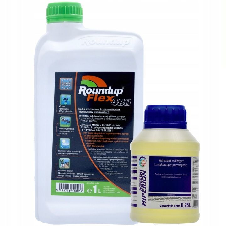 Roundup Flex 480 1L + Hyperion Adjuvant 250ml = BESSERE EFFIZIENZ