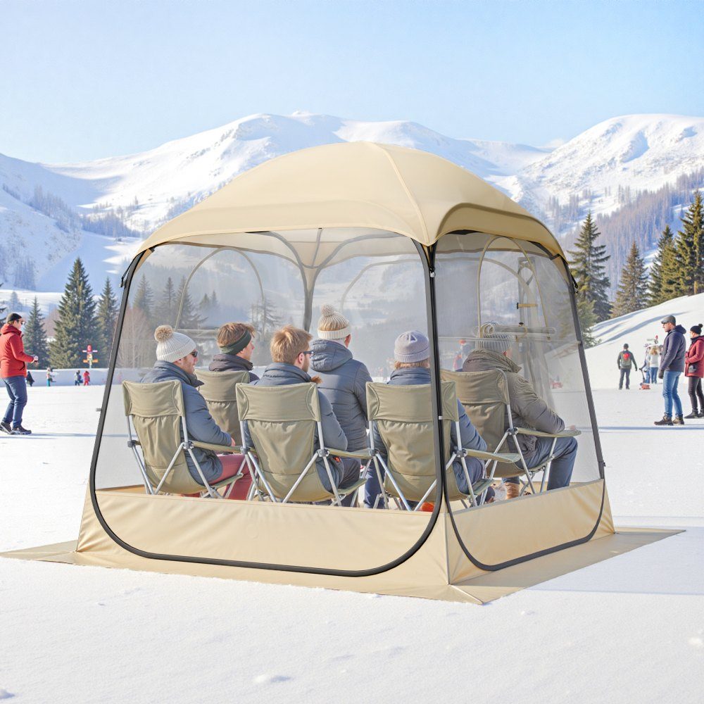 Transparentes Zelt, 183 x 183 x 195 cm, Pop-Up-Zelt für 5–6 Personen, Sportzelt mit Bodenmatte und oberer Abdeckung, Outdoor-Blasenzelt, Camping-Unterstand für Veranstaltungen, Angeln, Jubeln
