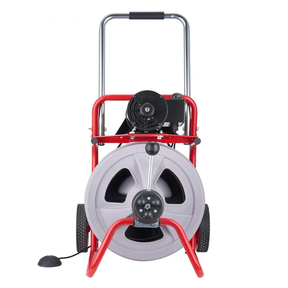 Rohrreinigungsmaschine 30 m x 13 mm, Rohrreinigungsgerät mit automatischem Vorschub, 8 Schneidwerkzeugen & pneumatischem Fußschalter, Rohrreiniger für Rohrdurchmesser von 50 bis 150 mm