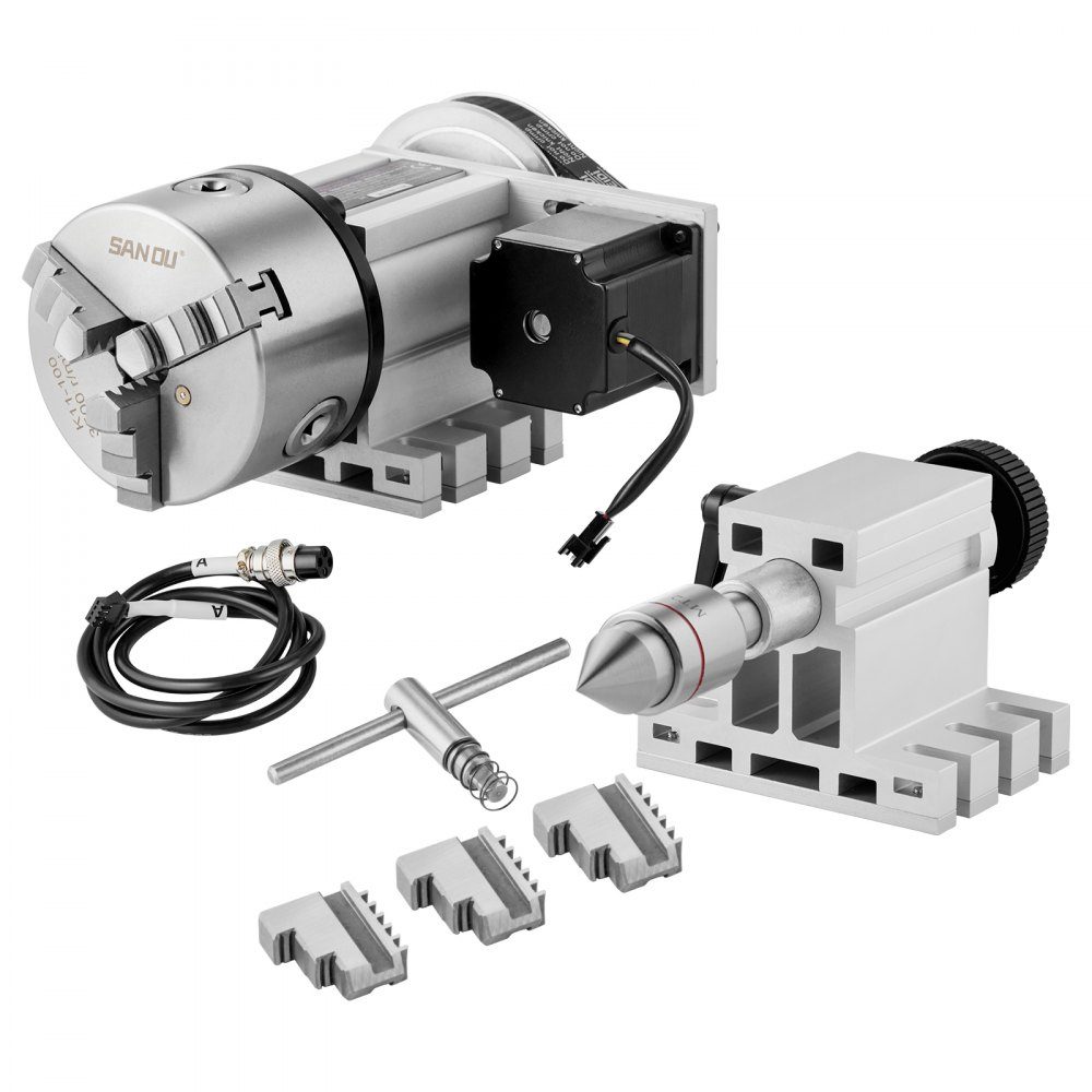Klauwplaat K11-100 mm drieklauwplaat 4e as van de CNC-rotatie-as, een overbrengingsverhouding van 6:1 en een Nema23 tweefasige stappenmotor 3-klauwplaat voor CNC-frezen