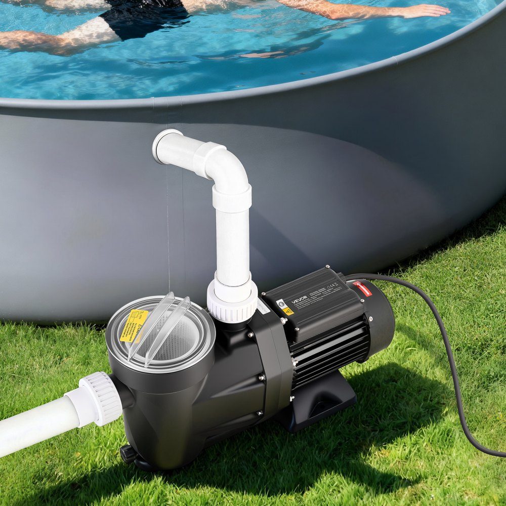 Pompe de piscine, 1300 W, débit maximum de 28 800 L/H, pompe de piscine à un étage, 2850 tr/min, tête maximale de 17 m, avec 24-Stunden-Timer et panier filtrant, pour piscines hors sol et enterrées, spas
