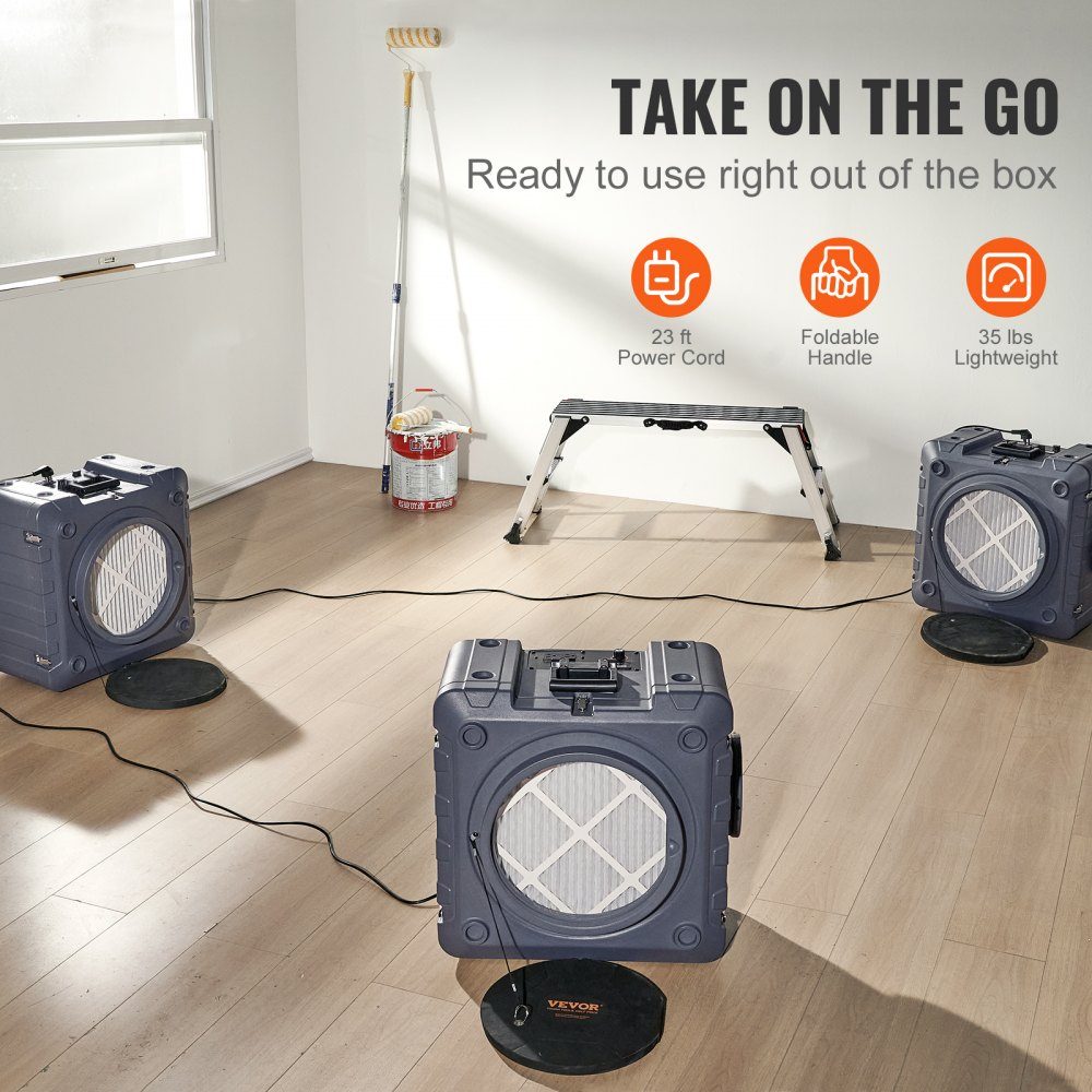 Air purifier with 3-stage stackable negative air machine with 800 CFM