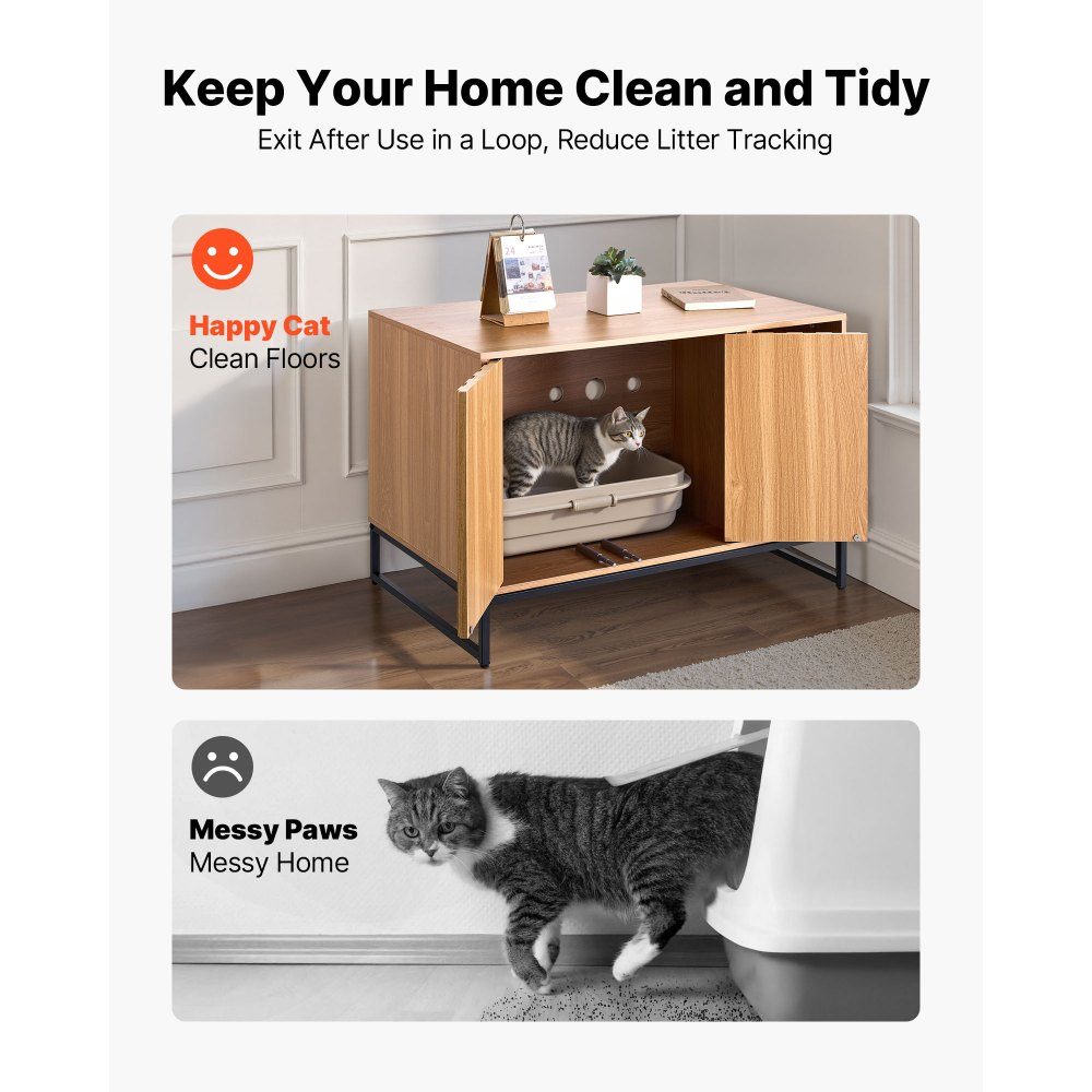 Armoire pour chat, 800x510x568 mm, toilettes pour chat avec griffoir et espace de rangement, armoire de toilette pour chat, maison pour chat, adaptée à la plupart des bacs à litière pour chat, pour chambre et salon