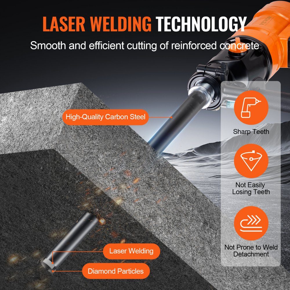Diamond Drill Bit Core Drill, 32mm Wet Diamond Core Drill, 355mm Drilling Depth Concrete Core Drill, 5/8"-11 Female Thread, Laser Welding, Diamond Wet Drill for Concrete Bricks and Blocks, Black