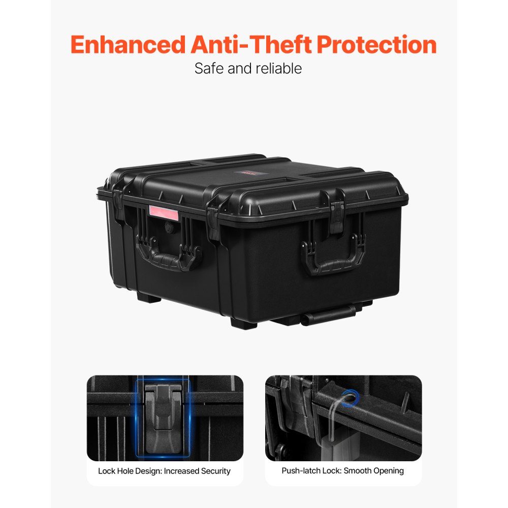 Valise à coque rigide de 3,5 pieds cubes, valise trolley à coque rigide avec roulettes et poignée de traction rétractable, IP67-Schutzkoffer étanche avec 4 clips, 4 trous de cadenas et insert en mousse