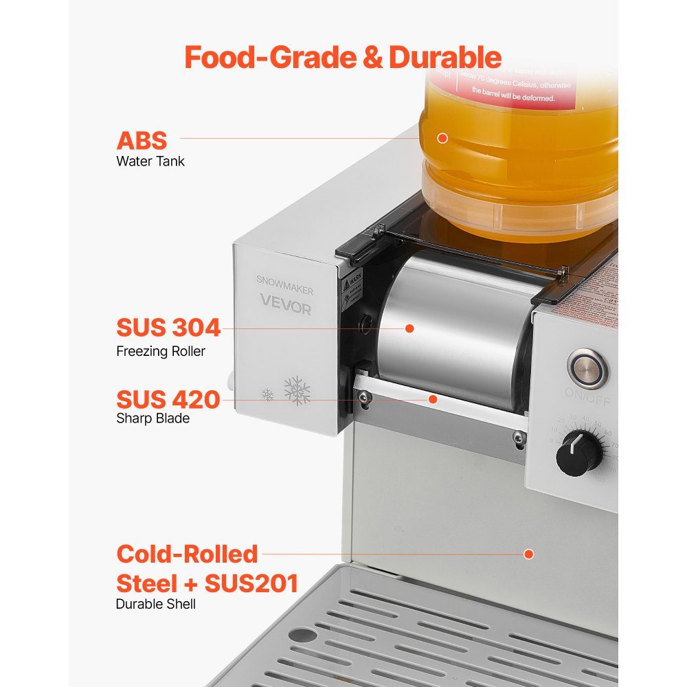 Snowflake Ice Machine, 80kg/day Ice Shaving Machine, Ice Shaver with Stainless Steel Blade, Electric Bingsu Machine with 1.8L Tank, 90 Quick Cooling, for Small Events at Home