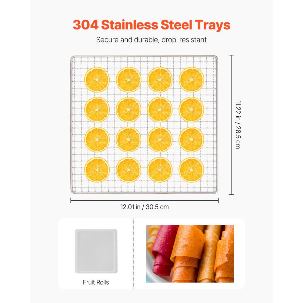 Déshydrateur Déshydrateur 10 bols en acier inoxydable, séchoir électrique 1000 W avec température réglable, lyophilisateur pour viande séchée, viande, fruits, légumes, herbes, friandises pour chiens – Réf. HT-23699
