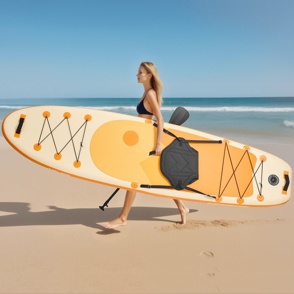 Inflatable Stand Up Paddle Board (323 x 83.8 x 15.2 cm) Paddle Board with Seat Complete Set Including Pump, Paddle Fin Backpack, Ankle Leash Strap for Teens and Adults