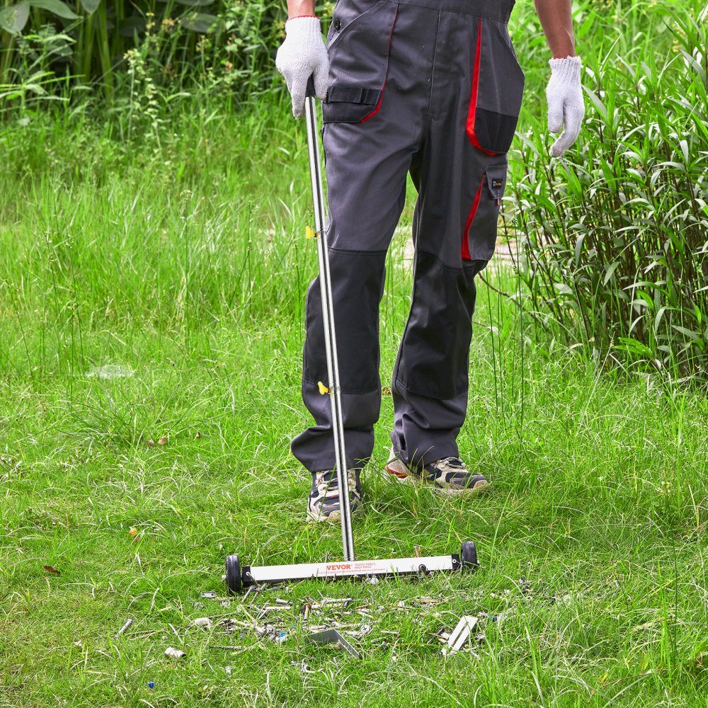 Magnetic sweeper Magnetic sweeper with wheels 43 cm, 4.5 kg load capacity, magnetic broom with adjustable handle, for picking up nails and screws, cleaning for garages, roof projects