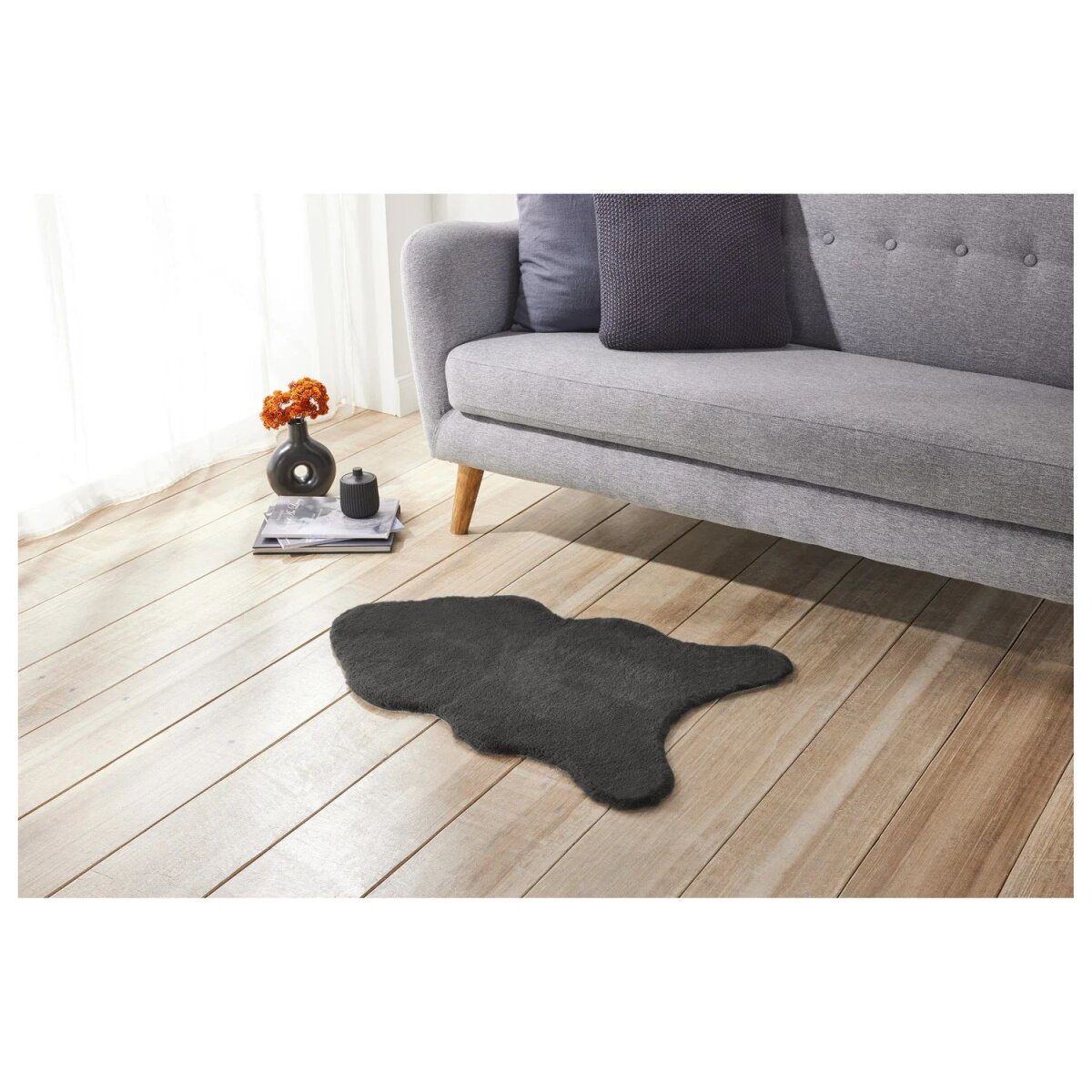 Tapis en fausse fourrure LIVARNO home, 60 x 90 cm (gris)