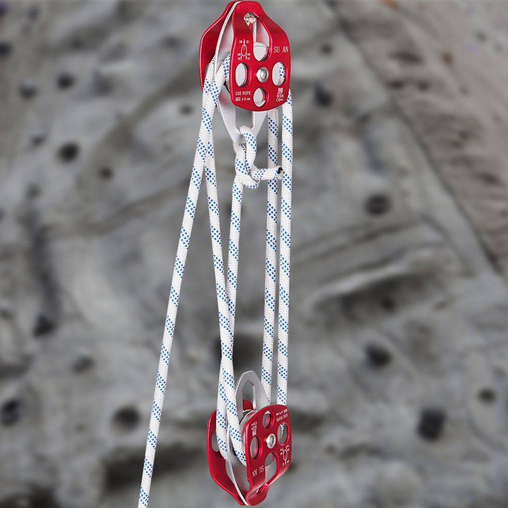 Block und Tackle mit zwei Rollen, 3492,66 kg, Umlenkrolle, 457,2 cm, 1,27 cm doppelt geflochtenes Seil