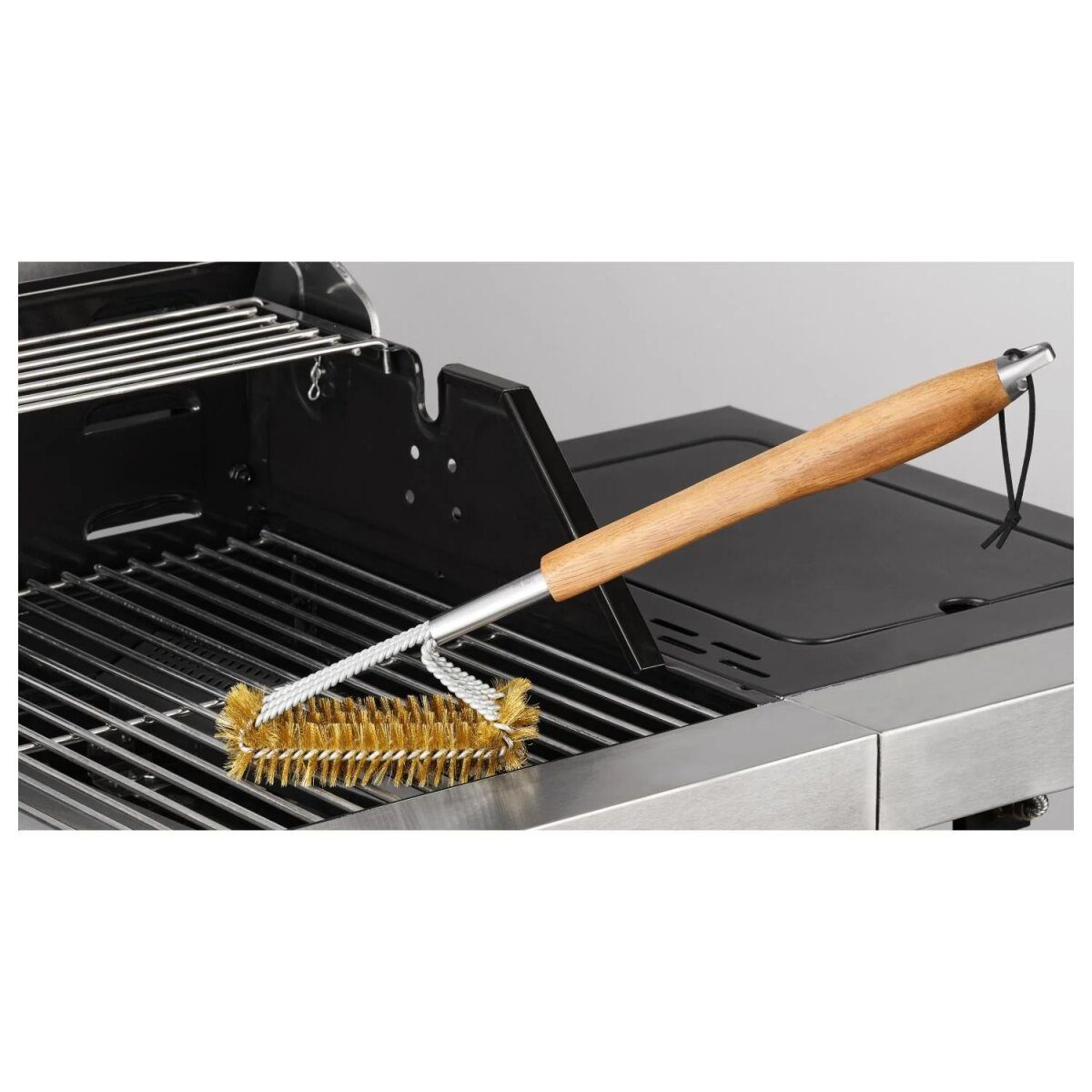 Akcesoria do grilla GRILLMEISTER z drewnianą rączką (mosiężna szczotka do grilla)