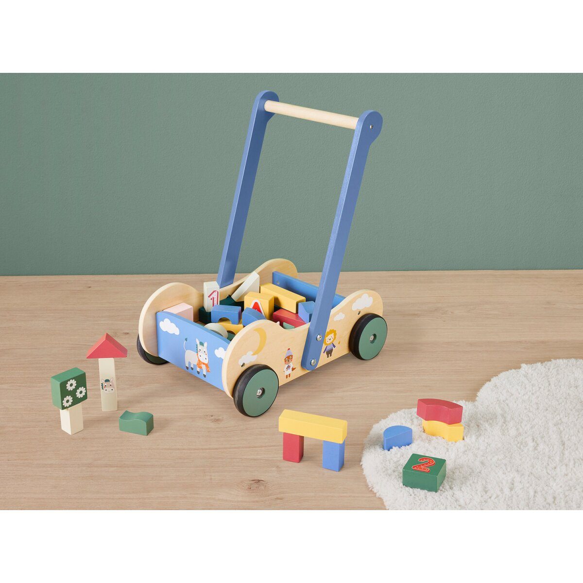 lupilu® push cart / motor skills cube, made of wood (motor skills cube)