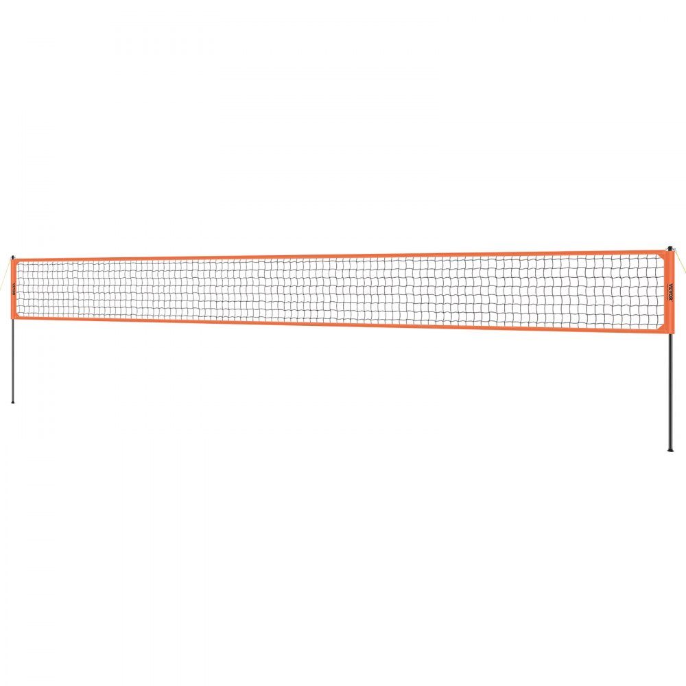 Volleyball Net Height Adjustable Volleyball Net Set, 9.7x2.4m Portable Beach Volleyball Net, Orange Volleyball Net, Foldable Volleyball Net with Volleyball & Carry Bag, for Garden, Beach