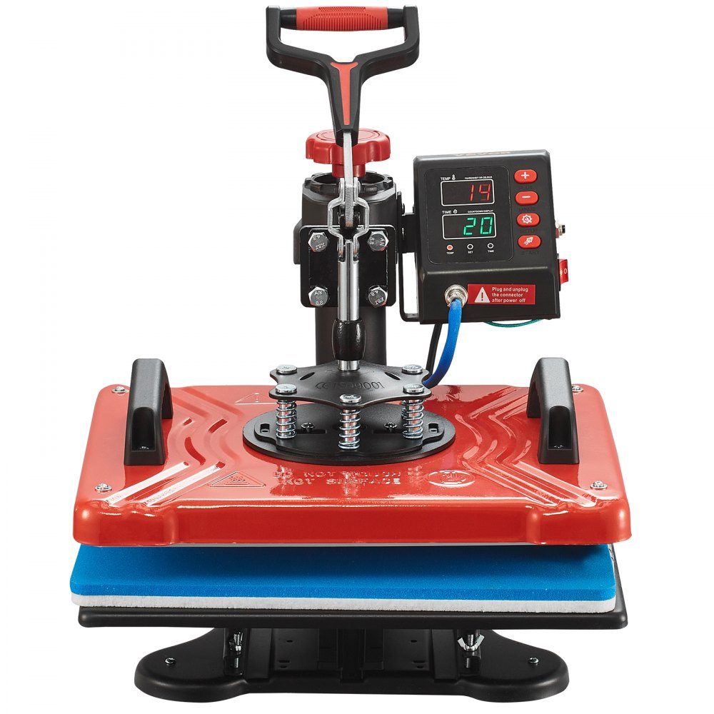 Heat Press 38x30cm Transfer Press 10 in 1 T-Shirt Press Red Textile Press Hot Press 360 Degree Rotating Multifunctional Sublimation Machine