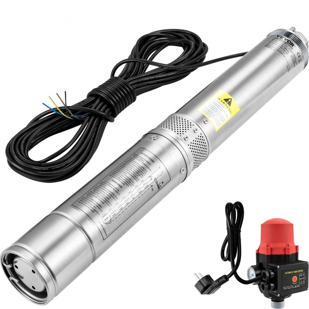 76 mm Tiefbrunnenpumpe 550 W Brunnenpumpe max. Durchfluss 50 L/min Tauchpumpe max. Förderhöhe 89 m Tauchwasserpumpe Sandbeständig < 5 % max. Geschwindigkeit