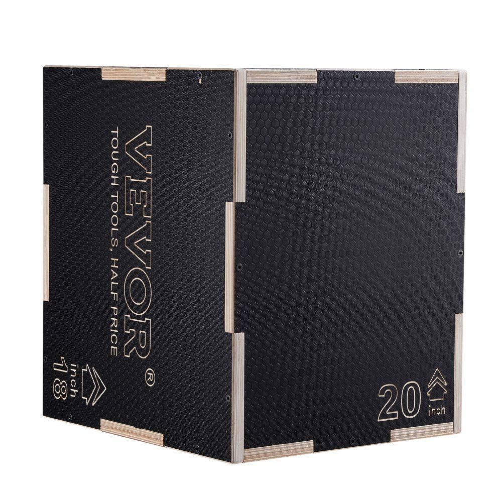 3 in 1 Plyometrische Jump Box 20/18/16 Inch Plyo Box, Jump Box Jump Box 204 kg draagvermogen, fitnessoefening Step Up Box voor thuistraining, sprongkrachttraining, zwart, in hoogte verstelbaar