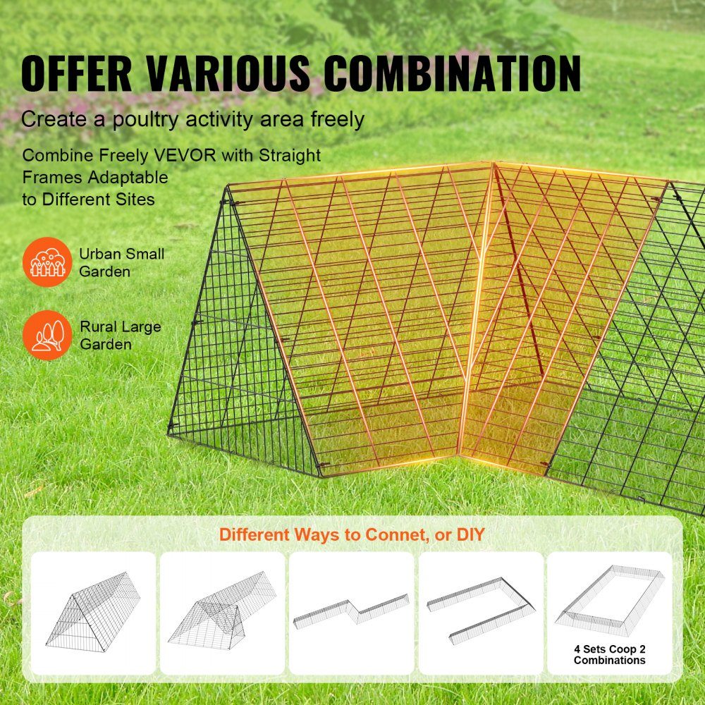Chicken Tunnel 400 x 100 x 61.5cm (L x W x H) Yard Chicken Cage Portable Outdoor Chicken Tunnel with Corner Frame Chicken Coop Enclosure Suitable for Chickens Ducks Rabbits