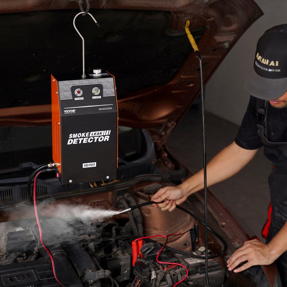 Auto Nebelmaschine, Nebelmaschine Lecksucher 8 L/min, Auto Nebelmaschine Luftmodus & Rauchmodus Zwei Modelle, Lecksucher mit Luftpumpen, Lecksucher für Nebelmaschinen freistehend