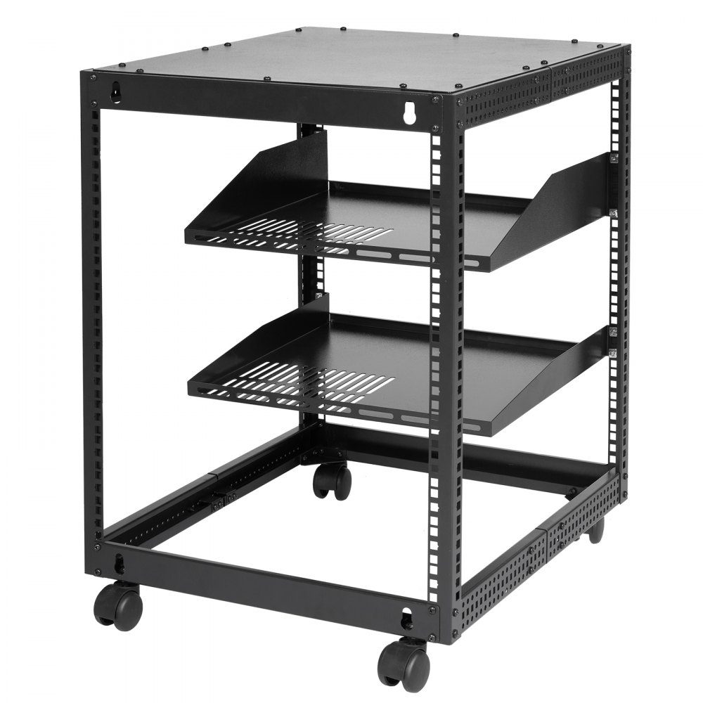 12U Open Frame Server Rack 23-40" Adjustable Depth Freestanding/Wall Mounted Network Server Rack 4 Post AV Rack with Wheels for all your Network IT Equipment AV Equipment