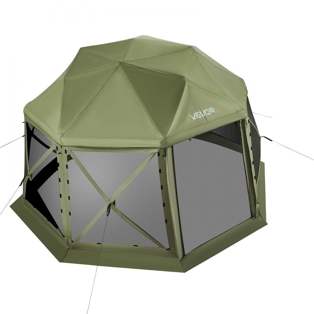 Pop Up Gazebo 12" x 12" 13 Sided Ball Camping Tent with Removable Roof and Carry Bag 360° Ventilation Sun Shade Party Tent for 10-12 People Green