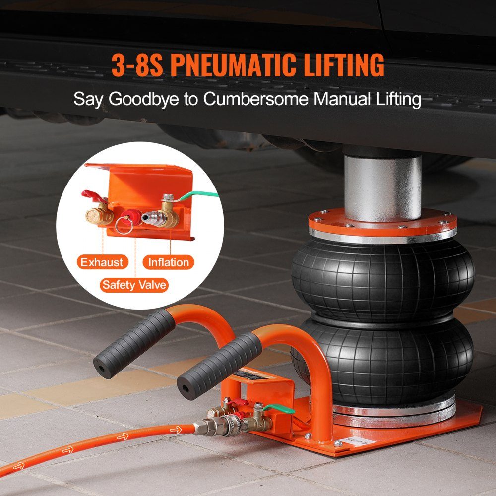 Pneumatic car jack Air Jack adjustable 3 t with raised column, easy to lift and space-saving car jack with thick rubber pad and short handle, for sedan SUV pickup